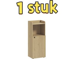 Badkamermeubel uit één stuk - open nis met planken - geel eikenhout - verstelbare planken - geschikt voor badkamers - 40 x 31 x 104 cm - natuurlijke houtkleur