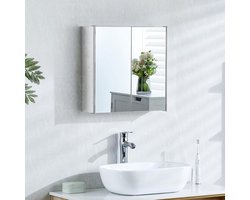 Badkamermeubel, wandmontage, met dubbele spiegel, roestvrij staal