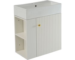 Badkamermeubel wastafel met badmeubel 55 cm, badmeubel, badmeubel hangend wit, klein gastenbadkamermeubel- Wit