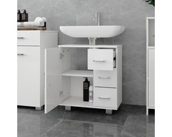 Badkamermeubelset 2-delig wit van hout, wandkast, wastafel met onderkast ML-Design