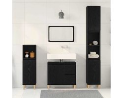 Badkamermeubelset 3 st Zwart Eiken 30 x 30 x 180 cm