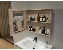 Badkamermeubelset - Complete Badkamermeubelset - 80 CM - Met Badkamerspiegel met verlichting