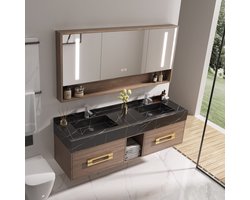 Badkamermeubelset Marvera 150 cm - Donkerhout decor