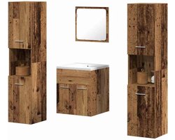 Badkamermeubelset - Meubelset Kast - Badkamer Organisatie - Rustieke Houtafwerking - 41 x 38.5 x 46 cm - Bruin
