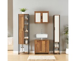 Badkamermeubelset Namsskogan 4-delig walnootkleurig en zwart [en.casa]
