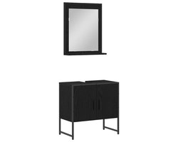 Badkamermeubelset | Opbergkast Wandgemonteerd 2 st Zwart Bewerkt hout