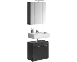 Badkamermeubelset - Vanity Set - Zwart Glans - 2-delige Badset - Moderne Verlichting - 120cm x 60cm x 80cm