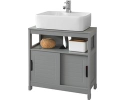 Badkameropbergkast voor onder de wastafel met plank en dubbele schuifdeur - 60x30x61cm