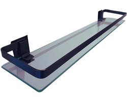 Badkamerplank 60cm - Zwart - Planchet - RVS - Wastafel Glas - Wandplank Badkamer - Doucherek - Wastafel