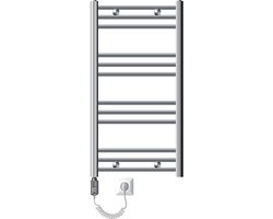 Badkamerradiator Elektrisch met verwarmingselement 300W 500x800 mm Chroom recht met zijaansluiting