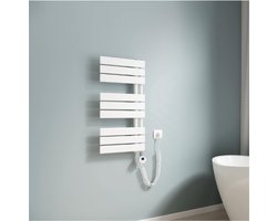 Badkamerradiator Handdoekhouder Elektrisch 762 x 400 Mm - Handdoekradiator Elektrisch Met Thermostaat - Elektrische Handdoekverwarmer - Handdoekdroger - Handdoekverwarming Met Verwarmingsstaaf - Wit