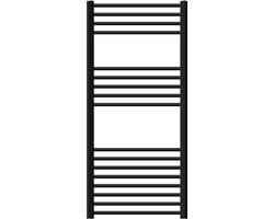 Badkamerradiator Sahara 600x1200 mm zwart mat recht met zijaansluiting LuxeBath