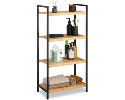 badkamerrek - 4 planken - bamboe - metaal - 97 x 50,5 x 27 cm - klein