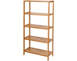 Badkamerrek 5 planken schoenenrek keukenrek bamboerek - opbergrek voor badkamer en keuken - 1335 x 29 x 9 cm opbergrek