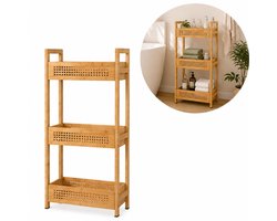 Badkamerrek Bamboe - Badkamerrek - Drie Opbergniveaus - 80 x 22 x 30 cm - Bruin