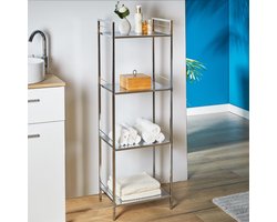 Badkamerrek, metalen rek MATIS met 4 planken