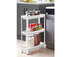 Badkamerrek op Wielen - Keukenrek op Wielen - Opbergrek - 3 Laags - Staand Badkamerrek - Kastje op Wielen