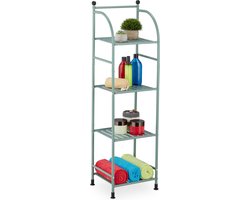 badkamerrek - staal - 115 x 33 x 28 cm - 4 etages - opbergrek badkamer - mint