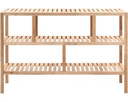 Badkamerrek Walnoot - Houten Opbergrek - Badkamer Organiseren - Drie Etages - 100 x 40 x 65 cm - Beige