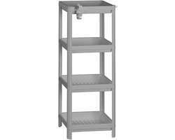 Badkamerrek/opbergkast - grijs - kunststof - 4-laags -36 x 23 x 100 cm - Handdoeken en toiletspullen badkamerrekjes