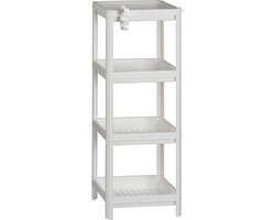 Badkamerrek/opbergkast wit kunststof 4-laags 36 x 23 x 100 cm - Handdoeken en toiletspullen badkamerrekjes