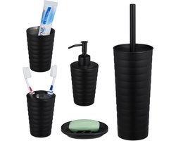 badkamerset 5-delig - geborsteld rvs - modern - badkameraccessoires set - mat zwart