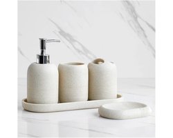 Badkamerset 5-delig - Toiletartikelen organiseren - Badkamer opfrissen - Minimalistisch design - Beige grijs