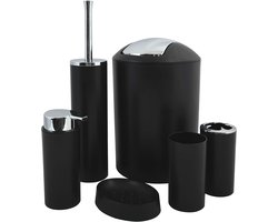 Badkamerset - 6 delige accessoires - mat zwart