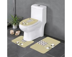 Badkamerset Schapen - Vloerkleed Toilet - Badkamer Decoratie - Super Zachte Flanel - 3 Delig - Multicolor