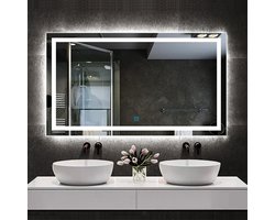 Badkamerspiegel 100x80cm LED spiegel met verlichting,wandspiegel,enkele touch schakelaar,anti-condens,koud wit