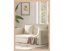 Badkamerspiegel 50x70 cm Decoratieve wandspiegel voor woonkamer, hal of entree, horizontaal of verticaal, natuurlijk