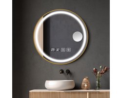 Badkamerspiegel - 60x60cm - Badkamerspiegel Met Verlichting - Rond - Wandspiegel - Ronde spiegel - Ronde Badkamerspiegel - Eenvoudige installatie - Spiegel Douche - Ronde Badkamer Spiegel - Anti Condens Douchespiegel