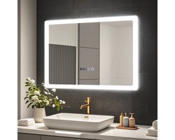 Badkamerspiegel 70x50 met LED-verlichting, wandspiegel, anti-condens