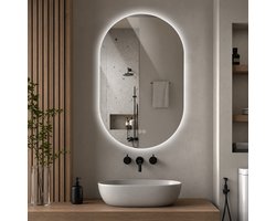 Badkamerspiegel - Badkamerspiegel met Verlichting - Wandspiegel - Dimbaar - Anti-Condens - Make-up spiegel voor aan de muur - Slimme make-upspiegel - Geheugenfunctie - Gehard veiligheidsglas - Warm/Neutraal/Wit - 3000K/4000K/6000K - 60x90 cm