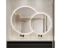 Badkamerspiegel FENOMÉ Madrid LED Verlichting 80 x 60 cm (totaal lengte 120cm) incl. spiegelverwarming en touch schakelaar