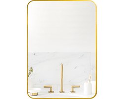 Badkamerspiegel - Goud - 71 x 50 cm - Wandspiegel - Rechthoekige Spiegel met Frame van Aluminiumlegering - Spiegel voor Slaapkamer, Woonkamer en Badkamer