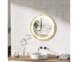 Badkamerspiegel - LED-badkamerspiegel - 3 lichtstanden - Touchbediening - Ronde badkamerspiegel - Make-upspiegel met verlichting - Verzorgingsspiegel voor aan de muur - Wandspiegel voor de badkamer - 50x50x3 cm