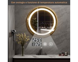 Badkamerspiegel - LED-badkamerspiegel 50 cm rond dimbaar make-upspiegel met licht en touchbediening Wandgemonteerde badkamerspiegel Woonaccessoires - Eenvoudige installatie