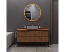 Badkamerspiegel met LED Verlichting en Verwarming 40cm - Afimera Luna - Randloos - Wandspiegel Rond - Touch Bediening - Dimbaar - Aanpasbare Lichtkleur