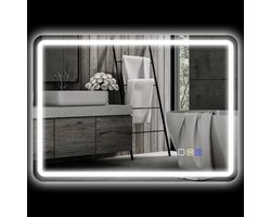 Badkamerspiegel met LED-verlichting met speaker - Anti-condens - 50 x 70 cm - Zilver