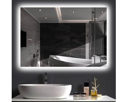 Badkamerspiegel met LED Verlichting & Verwarming - 100x60cm - Rechthoekige Spiegel - Dimbaar