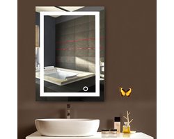 Badkamerspiegel met LED - Wandspiegel Verlichting - Badkamer Verfraaien - Randverlichting - 70 x 50 cm - Wit