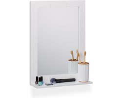badkamerspiegel met opbergruimte - lijst - modern - 55 x 40 x 12 cm - wandspiegel - wit