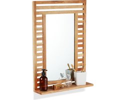 Badkamerspiegel - met plank - 70 x 50 cm - hout