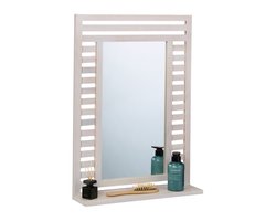 badkamerspiegel met plank - 70 x 50 x 12 cm - wandspiegel - walnotenhout
