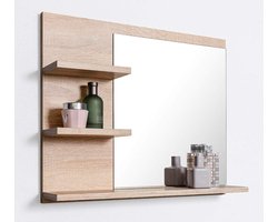 Badkamerspiegel met planken, badkamerspiegel, wandspiegel, badkamerspiegel, L