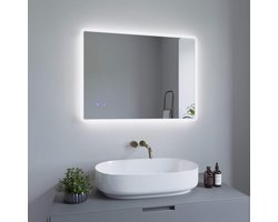 Badkamerspiegel met Verlichting - Spiegelkast LED - Badkamer Gebruik - Drie Kleuren Licht - 80 x 60 cm - Zilver
