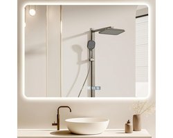 Badkamerspiegel met verlichting - Spiegelkast met licht - Badkamer Verfraaien - Dimbare Kleurtemperatuur - 800 x 600 mm - Zilver