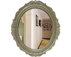 Badkamerspiegel Ovaal - Wandspiegel Decoratie - Make-up Aanbrengen - Vervormingsvrij Glas - 68x78cm - Beige
