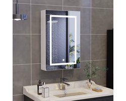 Badkamerspiegelkast - LED-verlichting - Anti-condens - 3-kleur dimbaar 3000–6400K - Verstelbare glazen planken - Geheugenfunctie - Royale opbergruimte - Moderne wandmontage